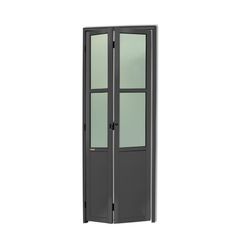 Porta Camarão e Vidro Alumínio Cinza 2 Folhas Direita 210x70x4,6cm L.25