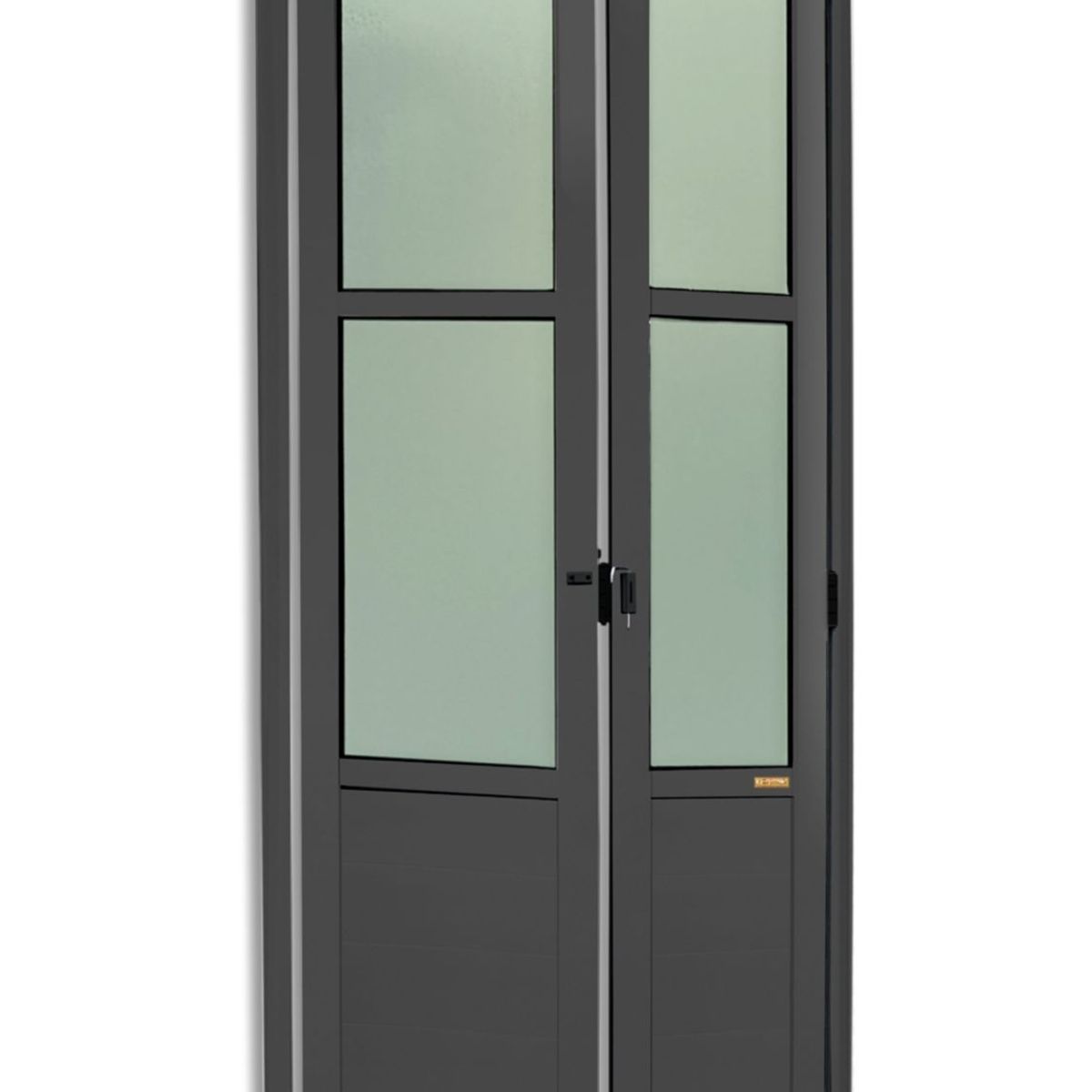 Porta Camarão e Vidro Alumínio Cinza 2 Folhas Esquerda 210x70x4,6cm L.25, marca Brimak - Foto Principal