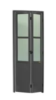 Porta Camarão e Vidro Alumínio Cinza 2 Folhas Esquerda 210x70x4,6cm L.25