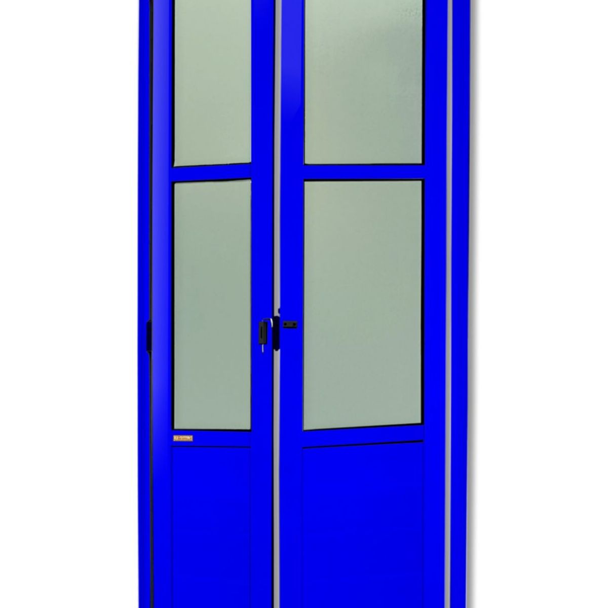 Porta Camarão e Vidro Alumínio Azul 2 Folhas Direita 210x70x4,6cm L.25, marca Brimak - Foto Principal
