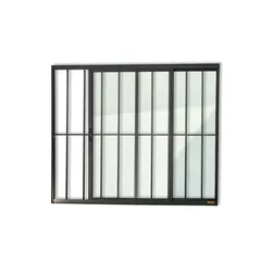 Janela de Correr Alumínio Preto 2 Folhas Com Grade Esquerda 100x80x8cm Confort