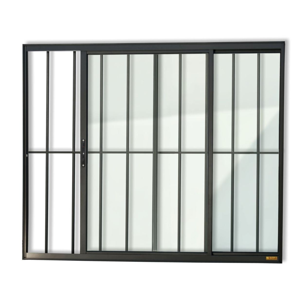 Janela de Correr Alumínio Preto 2 Folhas Com Grade Esquerda 80x80x8cm Confort, marca Brimak - Foto Principal