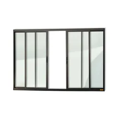 Janela de Correr Alumínio Preto 4 Folhas Central 120x150x6,2cm Confort