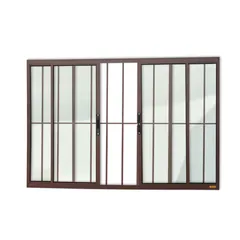 Janela de Correr Alumínio Corten 4 Folhas Com Grade Central 100x100x8cm Confort