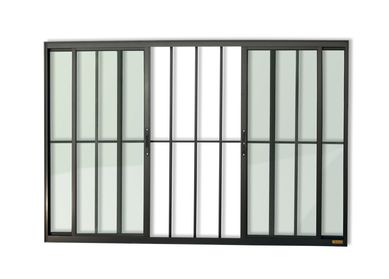 Janela de Correr Alumnio Preto 4 Folhas Com Grade Central 100x100x8cm Confort