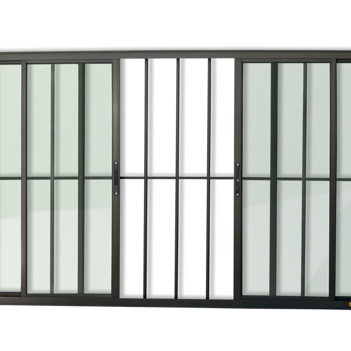 Janela de Correr Alumínio Preto 4 Folhas Com Grade Central 100x100x8cm Confort, marca Brimak - Foto Principal