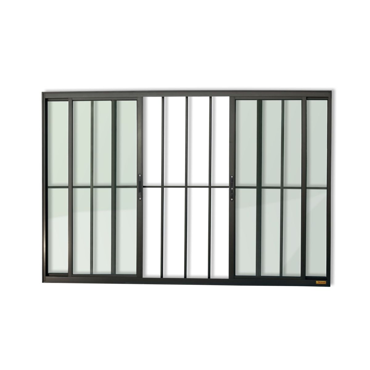 Janela de Correr Alumínio Preto 4 Folhas Com Grade Central 100x100x8cm Confort, marca Brimak - Foto Principal