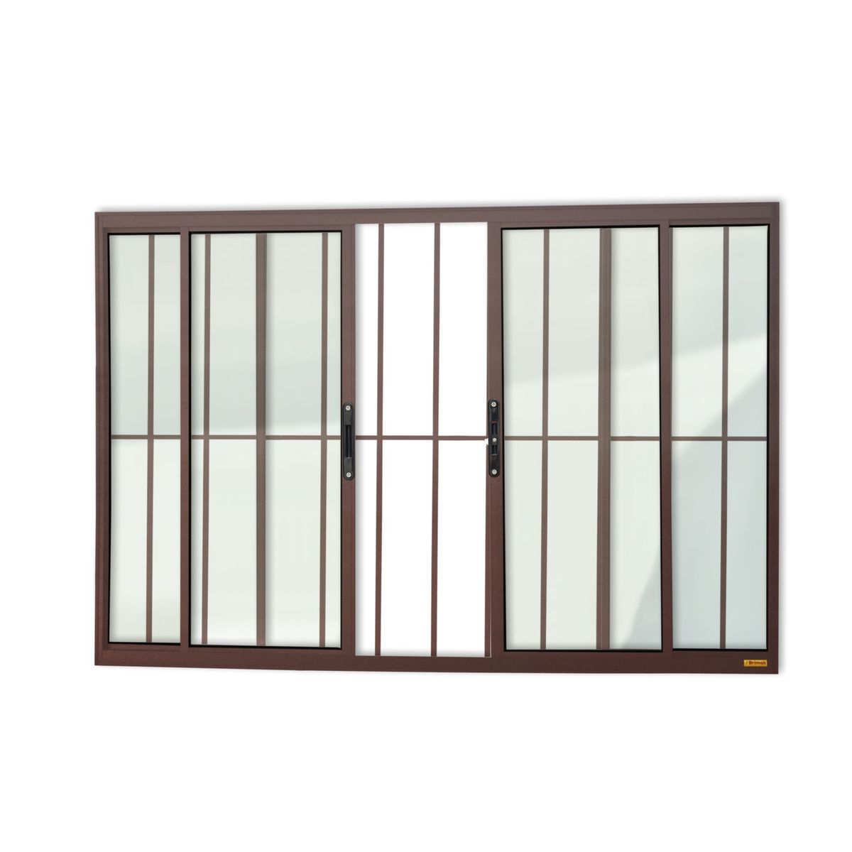 Janela de Correr Alumínio Corten 4 Folhas Com Grade Central 120x150x8cm Confort, marca Brimak - Foto Principal