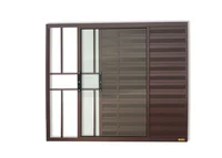 Janela Veneziana Alumínio Corten 3 Folhas Com Grade Esquerda 120x120x8cm Confort