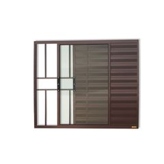 Janela Veneziana Alumínio Corten 3 Folhas Com Grade Esquerda 80x80x8cm Confort