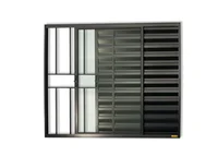 Janela Veneziana Alumínio Preto 3 Folhas Com Grade Esquerda 80x80x8cm Confort