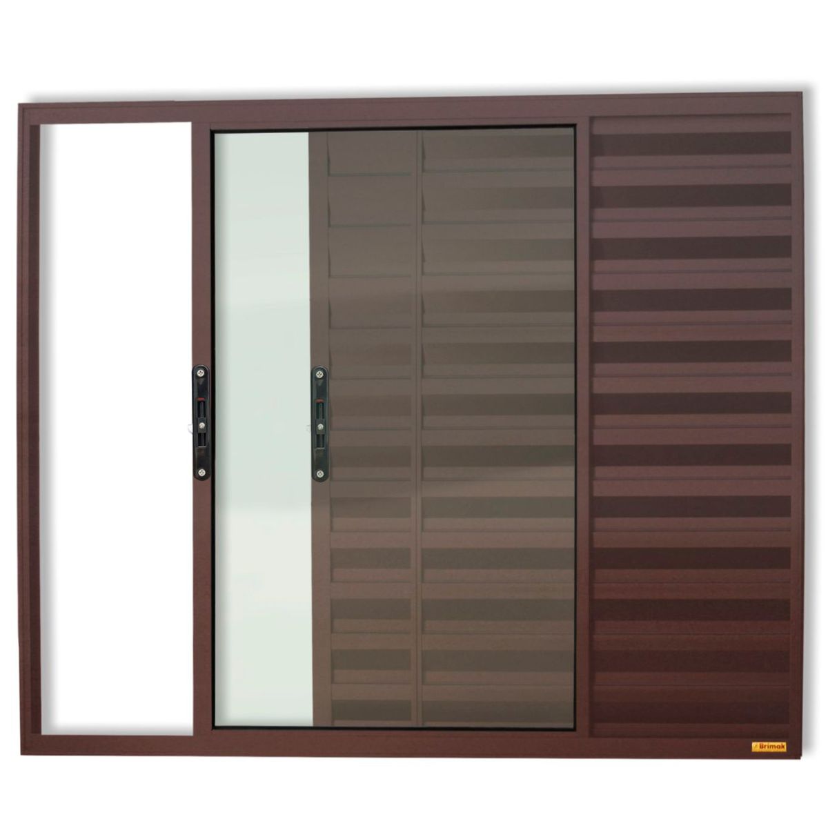 Janela Veneziana Alumínio Corten 3 Folhas Esquerda 100x80x8cm Confort, marca Brimak - Foto Principal