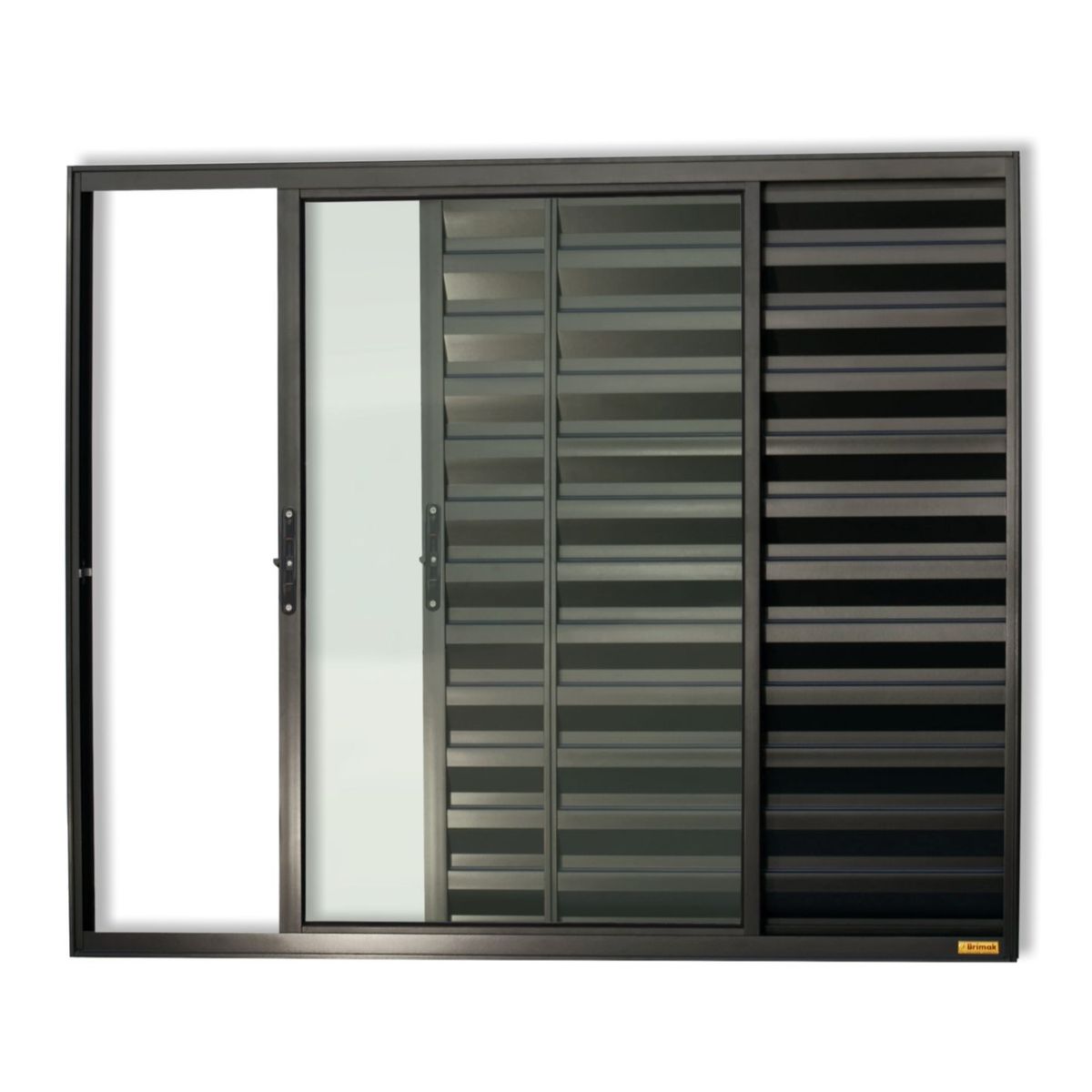 Janela Veneziana Alumínio Preto 3 Folhas Esquerda 100x80x8cm Confort, marca Brimak - Foto Principal