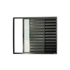 Janela Veneziana Alumínio Preto 3 Folhas Esquerda 100x80x8cm Confort