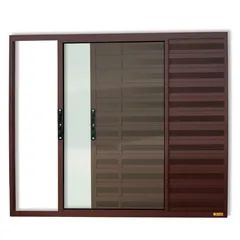 Janela Veneziana Alumínio Corten 3 Folhas Esquerda 80x100x8cm Confort