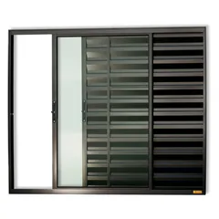 Janela Veneziana Alumínio Preto 3 Folhas Esquerda 80x100x8cm Confort