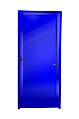 Porta Lambri Fechadura Alumnio Azul Esquerda 210x70x4,6cm Super 25
