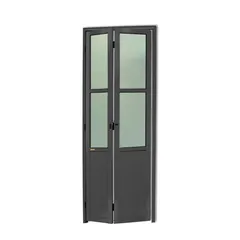 Porta Camarão e Vidro Alumínio Cinza 2 Folhas Direita 210x80x4,6cm L.25