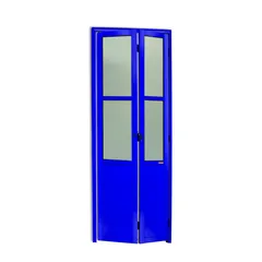 Porta Camarão e Vidro Alumínio Azul 2 Folhas Esquerda 210x80x4,6cm L.25