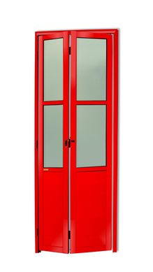 Porta Camaro e Vidro Alumnio Vermelho 2 Folhas Direita 210x80x4,6cm L.25