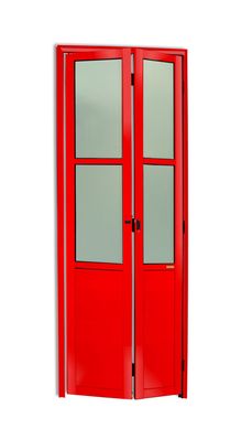 Porta Camaro e Vidro Alumnio Vermelho 2 Folhas Esquerda 210x80x4,6cm L.25