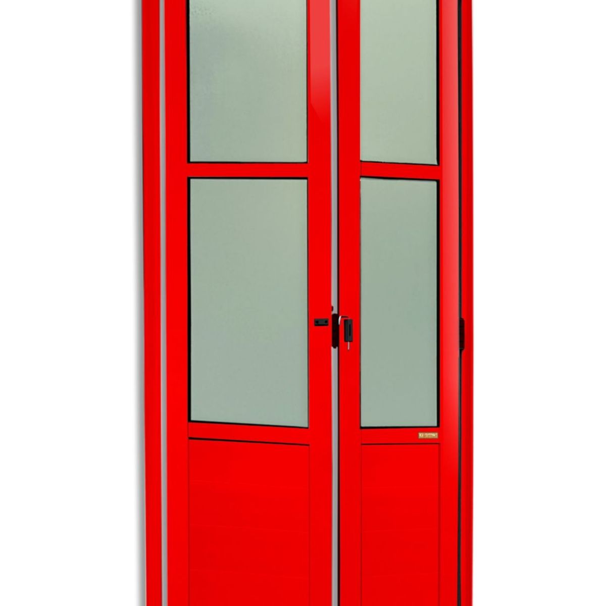 Porta Camarão e Vidro Alumínio Vermelho 2 Folhas Esquerda 210x80x4,6cm L.25, marca Brimak - Foto Principal