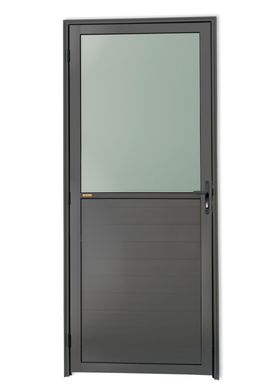 Porta Meio Vidro Lambri Alumnio Cinza Direita 210x80x4,6cm Super 25