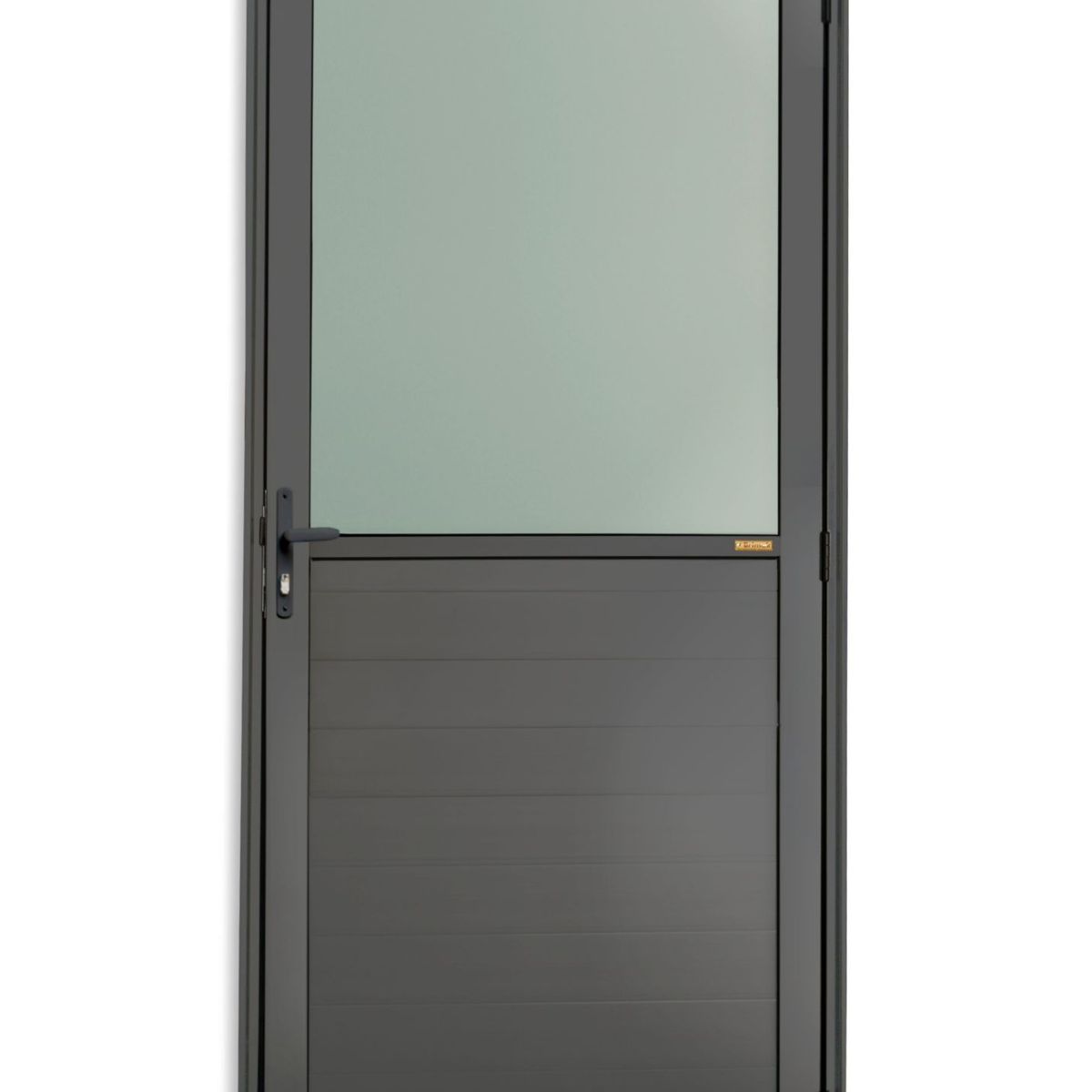 Porta Meio Vidro Lambri Alumínio Cinza Esquerda 210x80x4,6cm Super 25, marca Brimak - Foto Principal