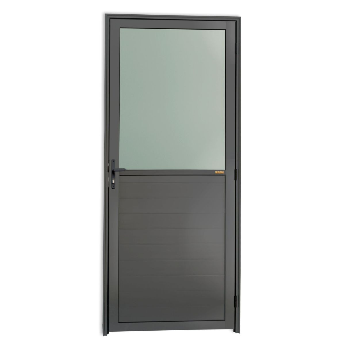 Porta Meio Vidro Lambri Alumínio Cinza Esquerda 210x80x4,6cm Super 25, marca Brimak - Foto Principal