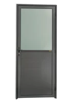 Porta Meio Vidro Lambri Alumínio Cinza Esquerda 210x80x4,6cm Super 25