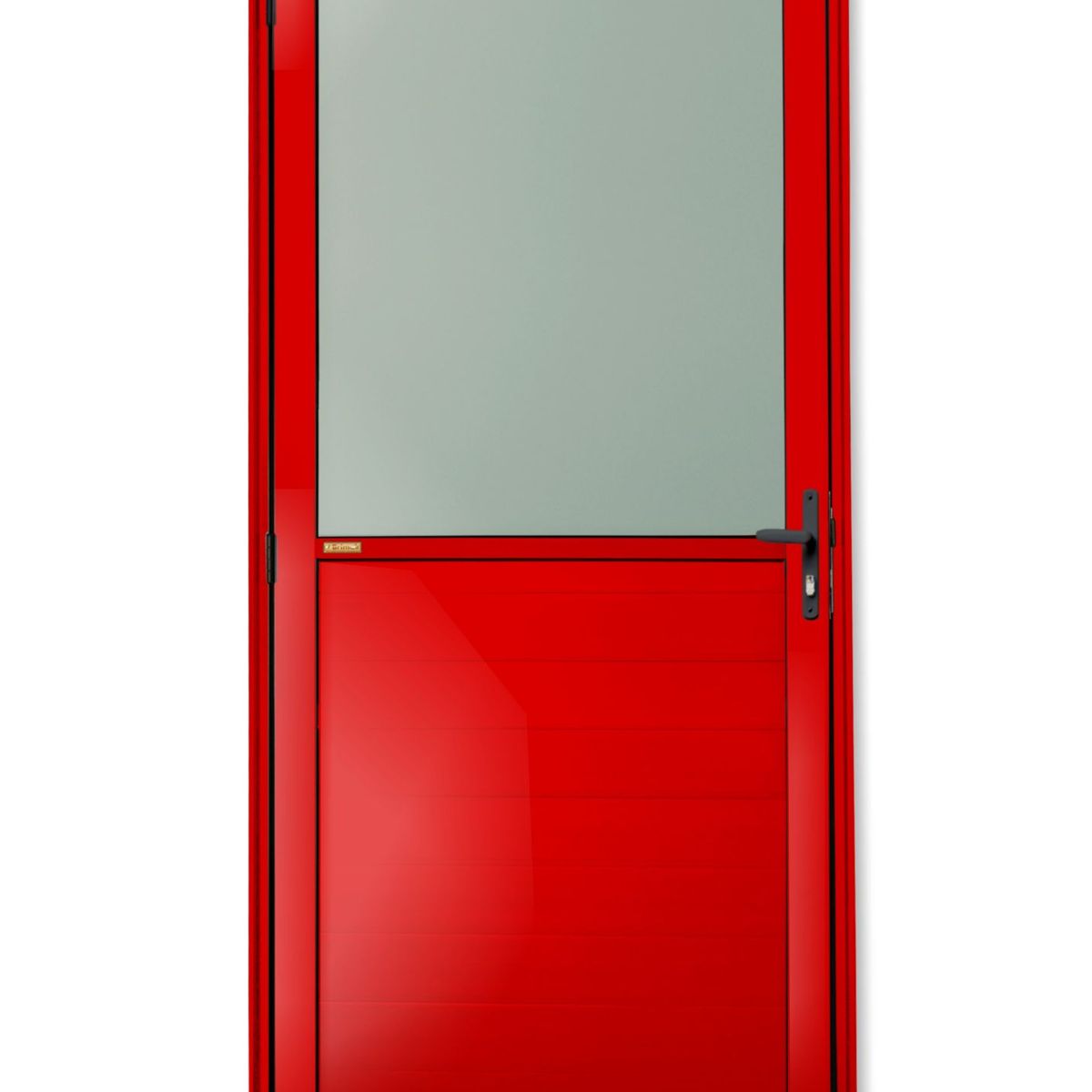 Porta Meio Vidro Lambri Alumínio Vermelho Direita 210x80x4,6cm Super 25, marca Brimak - Foto Principal