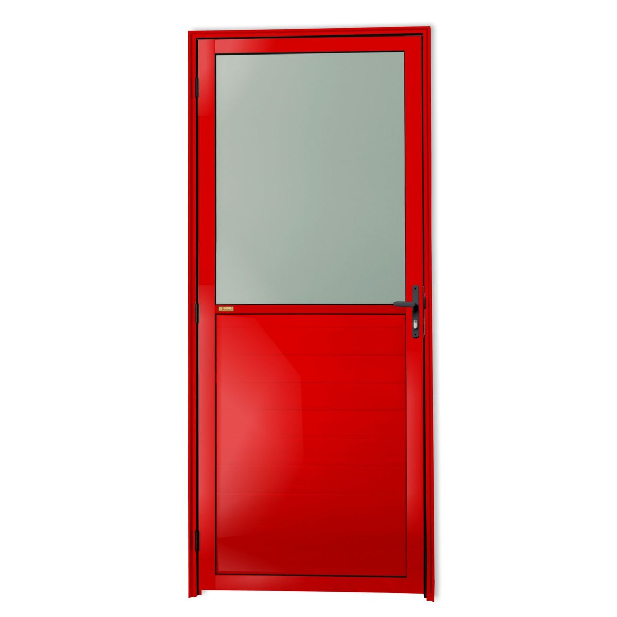 Porta Meio Vidro Lambri Alumínio Vermelho Direita 210x80x4,6cm Super 25, marca Brimak - Foto Principal