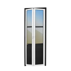 Porta Camarão e Vidro Alumínio Mix Preto 2 Folhas Direita 210x80x4,6cm L.25