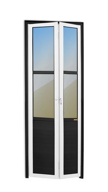 Porta Camaro e Vidro Alumnio Mix Preto 2 Folhas Esquerda 210x80x4,6cm L.25