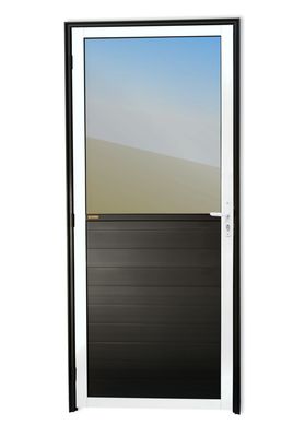 Porta Meio Vidro Lambri Alumnio Mix Preto Direita 210x80x4,6cm Super 25