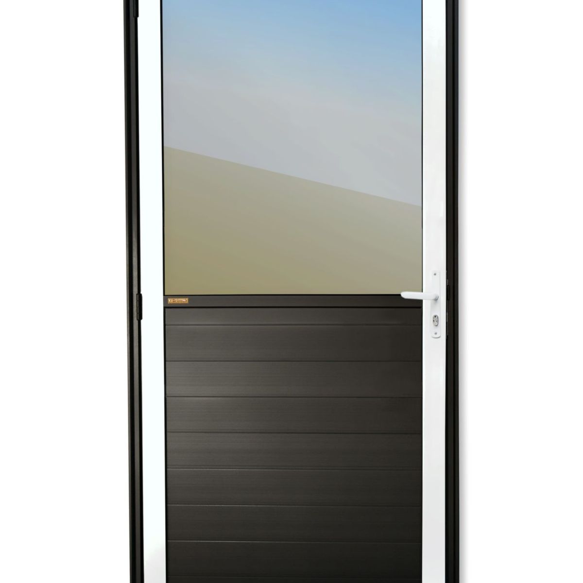 Porta Meio Vidro Lambri Alumínio Mix Preto Direita 210x80x4,6cm Super 25, marca Brimak - Foto Principal