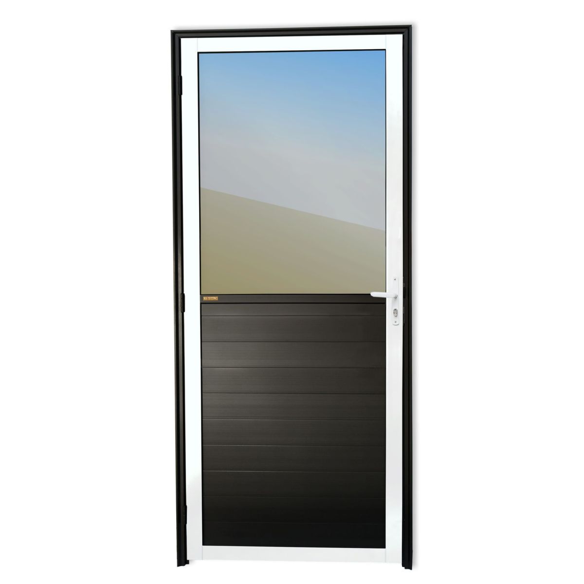 Porta Meio Vidro Lambri Alumínio Mix Preto Direita 210x80x4,6cm Super 25, marca Brimak - Foto Principal