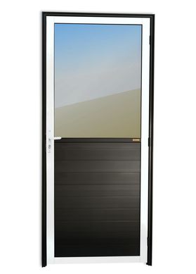 Porta Meio Vidro Lambri Alumnio Mix Preto Esquerda 210x80x4,6cm Super 25