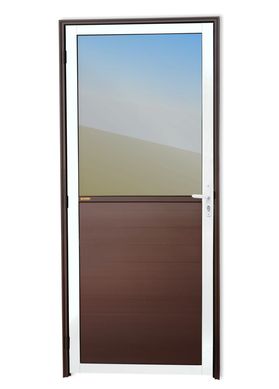 Porta Meio Vidro Lambri Alumnio Mix Corten Direita 210x80x4,6cm Super 25