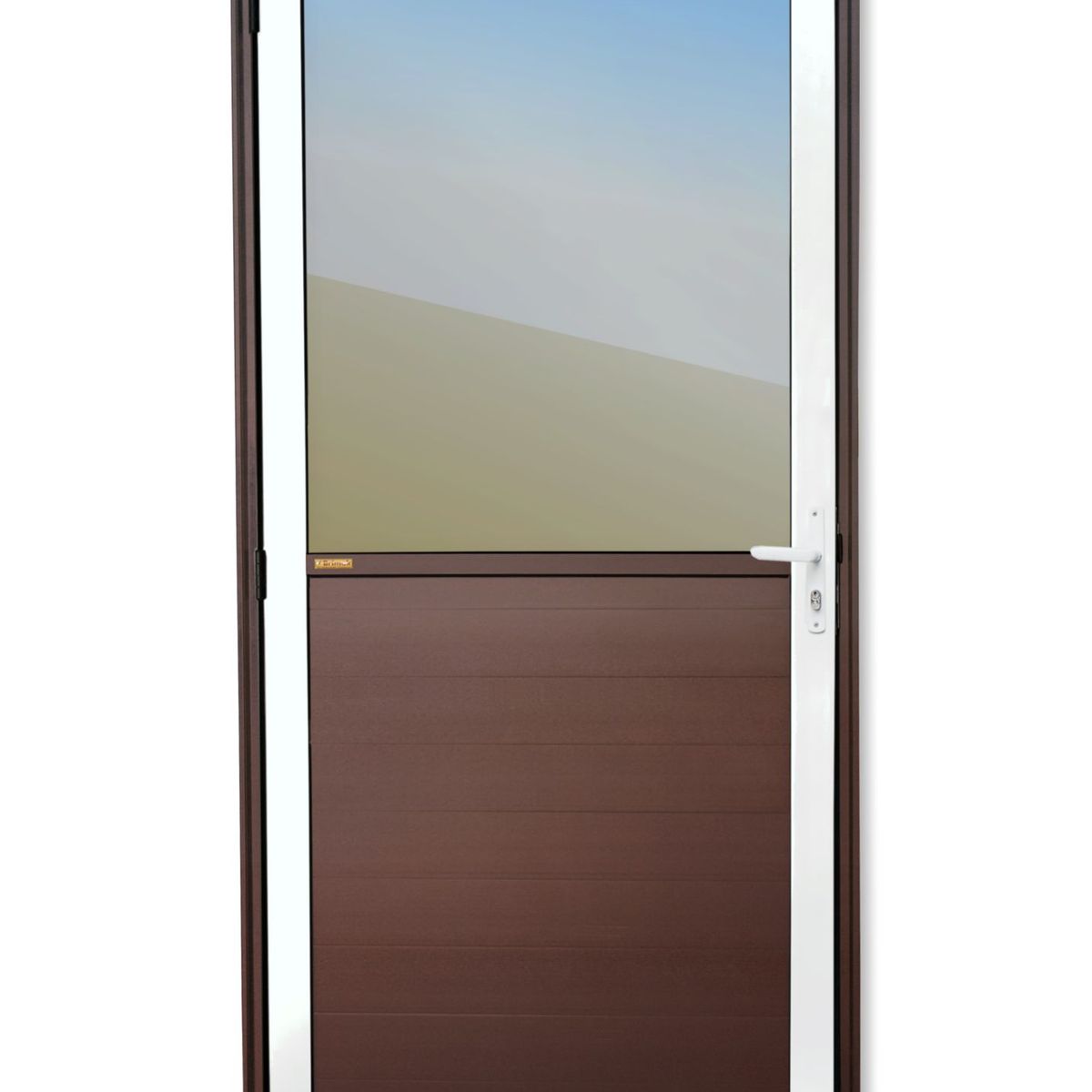 Porta Meio Vidro Lambri Alumínio Mix Corten Direita 210x80x4,6cm Super 25, marca Brimak - Foto Principal
