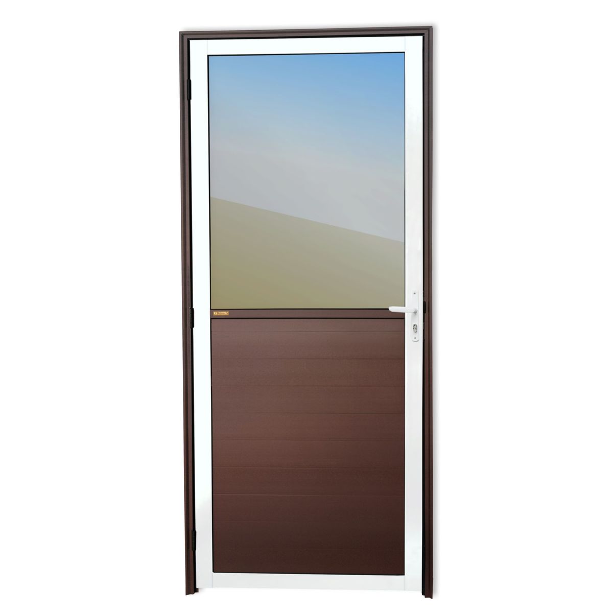 Porta Meio Vidro Lambri Alumínio Mix Corten Direita 210x80x4,6cm Super 25, marca Brimak - Foto Principal