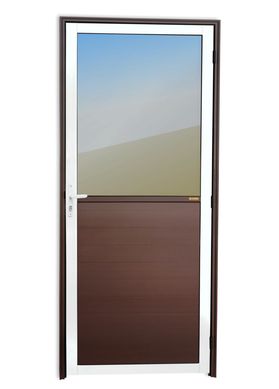 Porta Meio Vidro Lambri Alumnio Mix Corten Esquerda 210x80x4,6cm Super 25