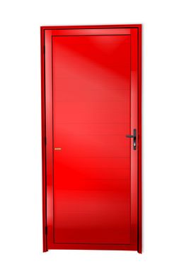 Porta Lambri Fechadura Alumnio Vermelho Direita 210x80x4,6cm Super 25