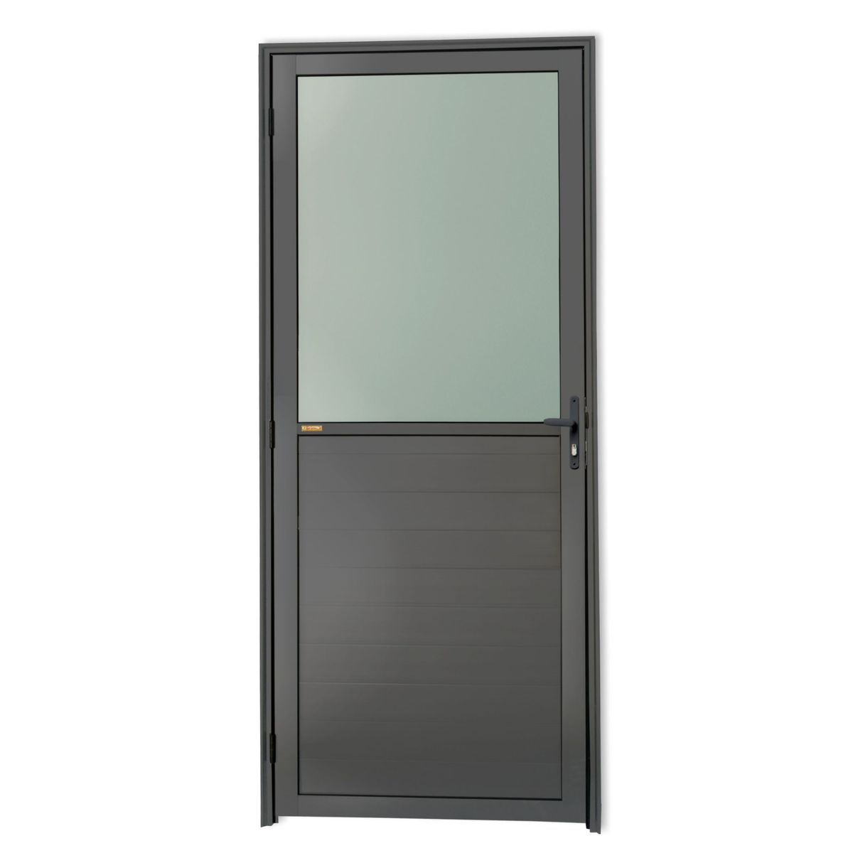 Porta Meio Vidro Lambri Alumínio Cinza Direita 210x90x4,6cm Super 25, marca Brimak - Foto Principal