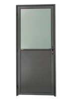 Porta Meio Vidro Lambri Alumínio Cinza Direita 210x90x4,6cm Super 25