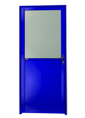 Porta Meio Vidro Lambri Alumnio Azul Direita 210x90x4,6cm Super 25