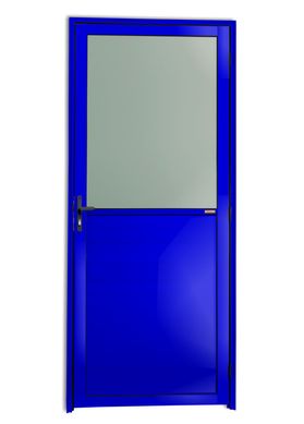 Porta Meio Vidro Lambri Alumnio Azul Esquerda 210x90x4,6cm Super 25
