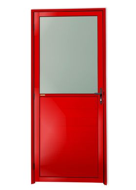 Porta Meio Vidro Lambri Alumnio Vermelho Direita 210x90x4,6cm Super 25