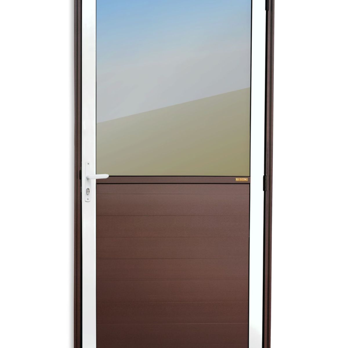 Porta Meio Vidro Lambri Alumínio Mix Corten Esquerda 210x90x4,6cm Super 25, marca Brimak - Foto Principal