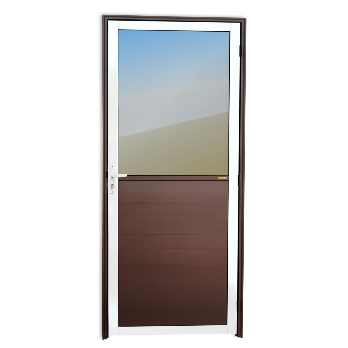 Porta Meio Vidro Lambri Alumínio Mix Corten Esquerda 210x90x4,6cm Super 25, marca Brimak - Foto Principal
